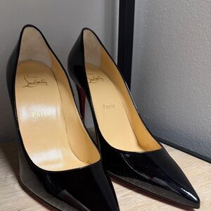 Christian Louboutin Black Patent Pointed-Toe Stiletto Pumps